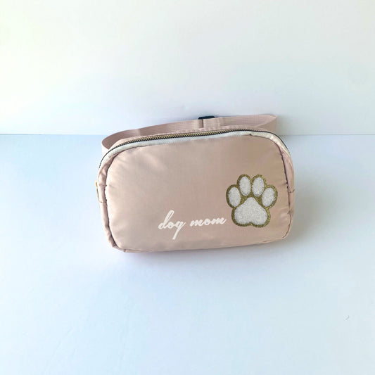 Small Purse Crossbody Bag for Women Shoulder Bag with Adjustable Strap Sling Bag Gift for Dog Mom Blush Nylon Bag with Paw Print Dog Bag