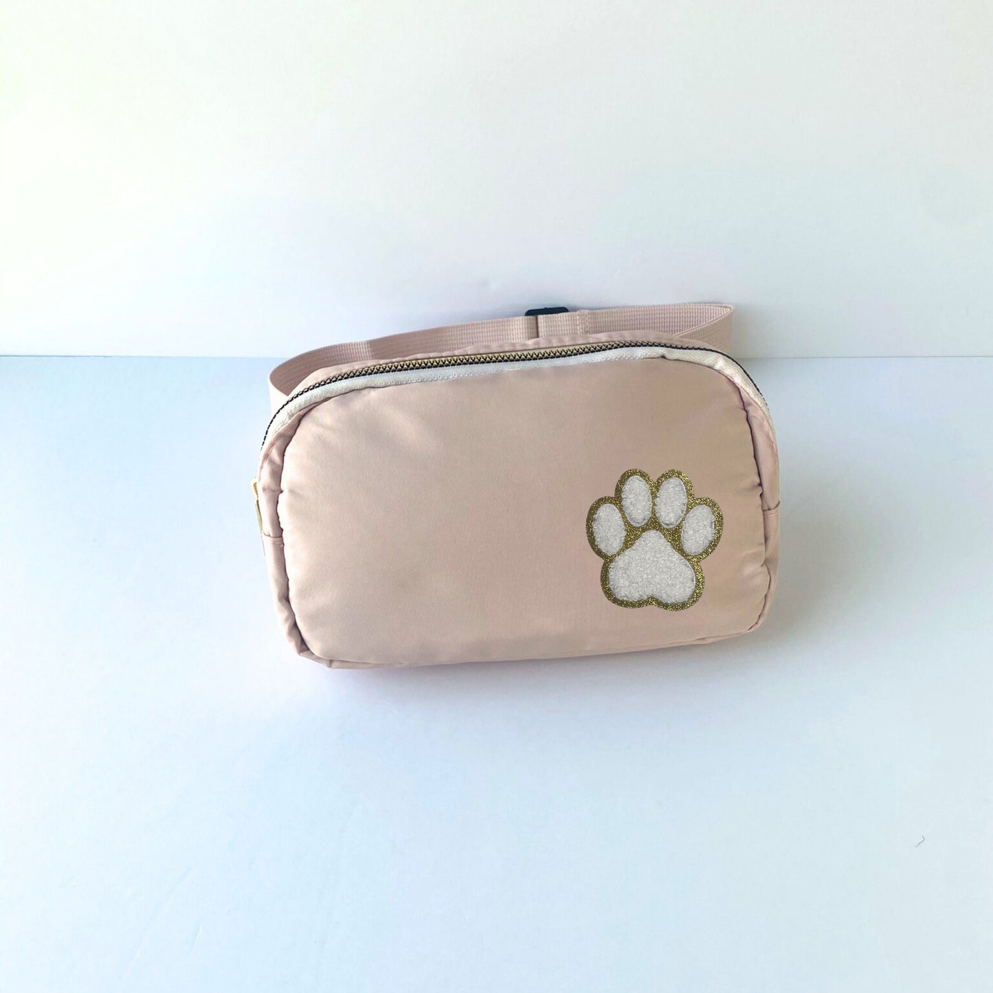 Small Purse Crossbody Bag for Women Shoulder Bag with Adjustable Strap Sling Bag Gift for Dog Mom Blush Nylon Bag with Paw Print Dog Bag